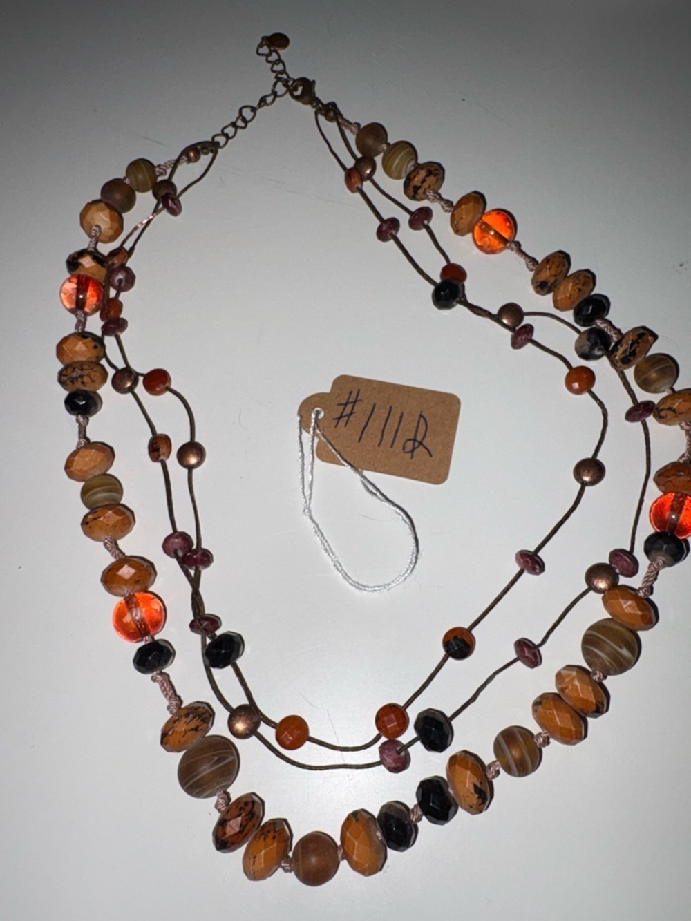 Multi-Strand Brown and Amber Beaded Necklace